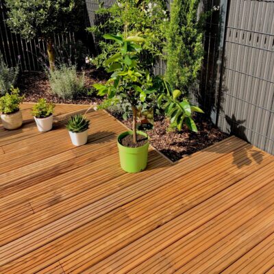 Terrasse à La Teste-de-Buch en pin avec saturateur finition miel