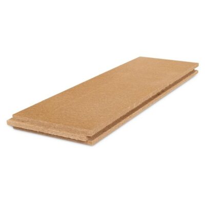 Panneau isolant en fibre de bois à rainure et languette pour isolation thermique naturelle.